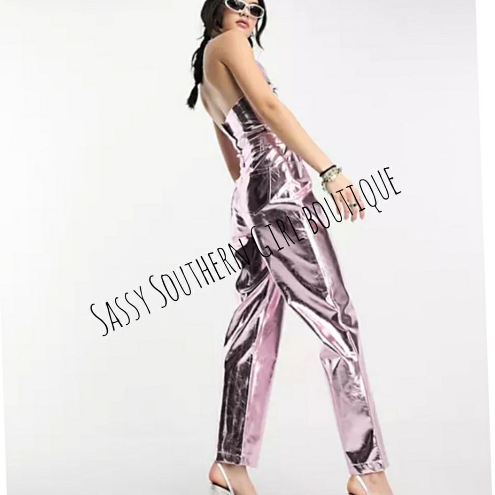 🆕⭐Pink metallic vegan leather pants - Picture 9 of 16